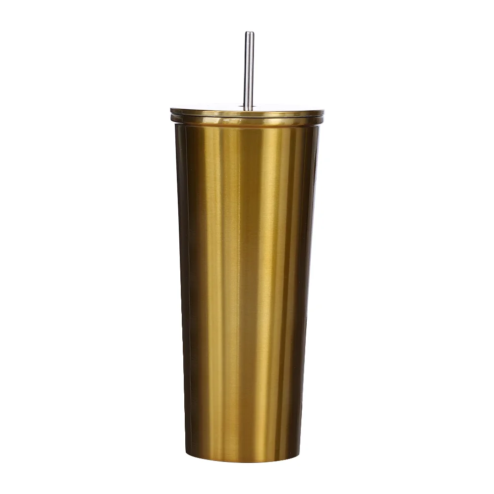 

Amazon hot seller metal double wall coffee mug stainless steel travel reusable tumbler cups with straw and lid, Customized color