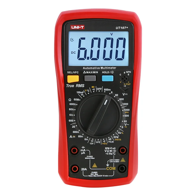 

UNI-T UT107+ Automotive Digital Multimeter 1000V AC DC Voltmeter Ammeter Capacimeter Temperature Tester Frequency Meter