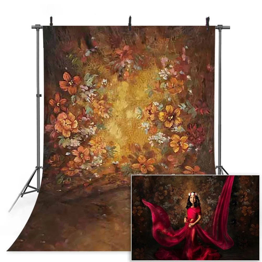 

Yellow Flower Fine Art Photo Backdrop Oil Painting Floral Photo Studio Photography Background for Portrait, Multi