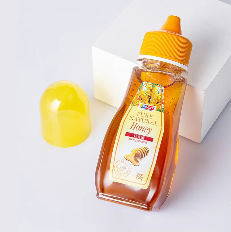 

New Good Quality Food Grade PET plastic Squeeze Soft Honey Bear Bottle Cap Plastic Honey Squeeze Bottle 250g 300g 500g with lid