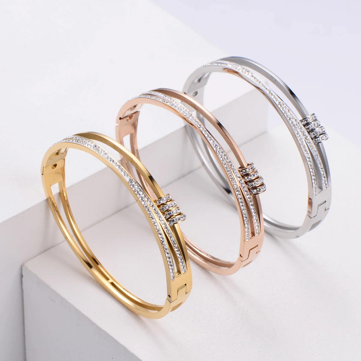 

ORDRM brazaletes chapado oro brazilian gold jewelry sublimation bangle bracelets stainless steel, Rose gold,gold,silver