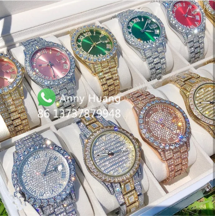 

Hip Hop Gold Plated Hip Hop Iced Out Micro CZ Diamond Wholesale Luxury Watch Jewelry Men Women Wrist Digital Quartz Watches