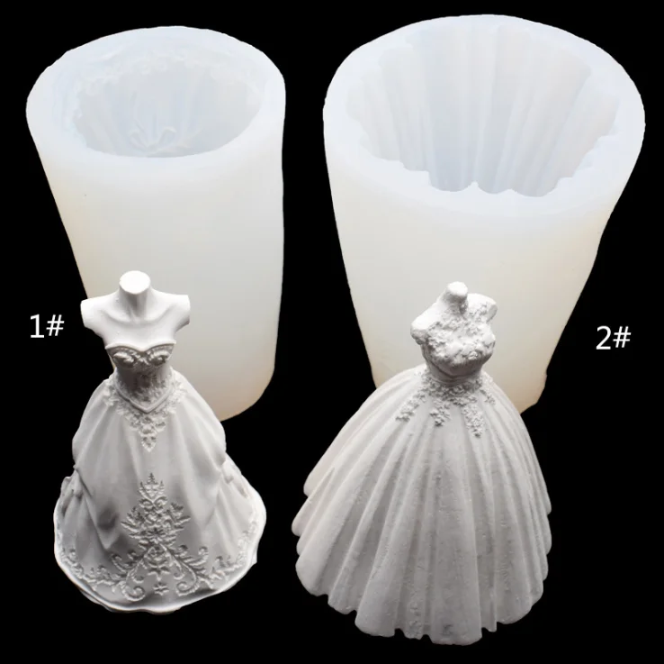 

S249 3D handmade Soap Bride wedding dress silicone mold, DIY pudding candle Silicone mold, Car decoration fragrance mold, Random