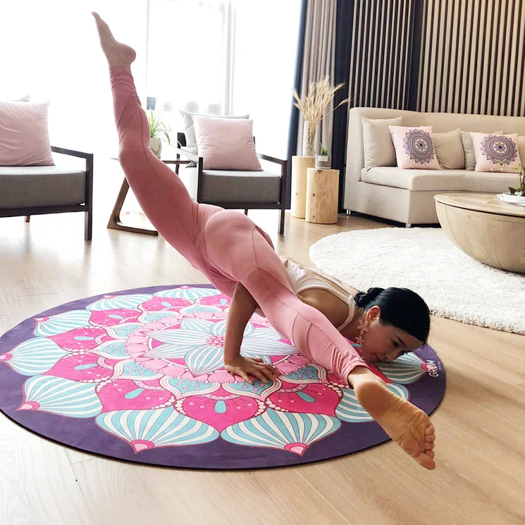 

Huanwei Factory Custom Printed Natural Rubber Round Meditation Printed Yoga Mat