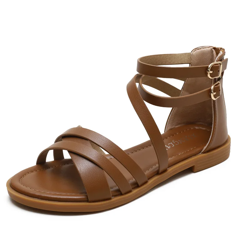 

S748 2021 ladies style casual flat-bottomed simple beach holiday roman shoes women's sandals