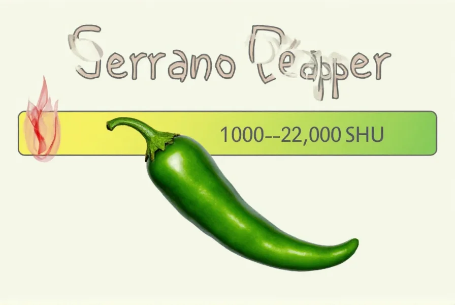 Serrano pepper heat comparison chart showing relative spiciness to other common peppers