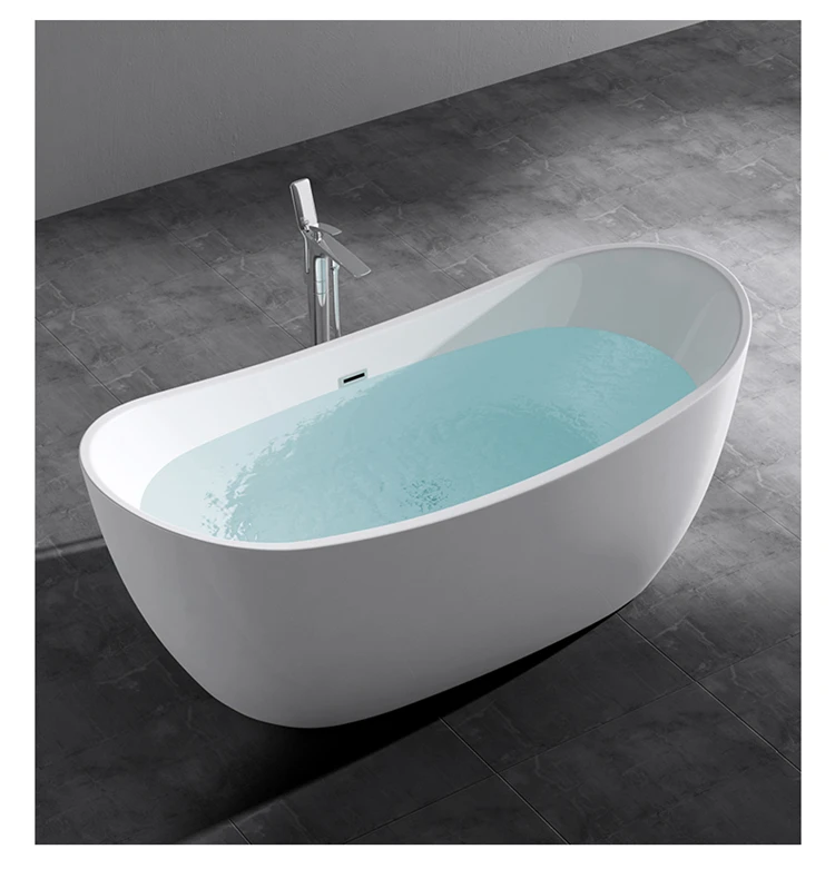 Doporro Freestanding Soaking Bathtub White Color Acrylic Material Bath