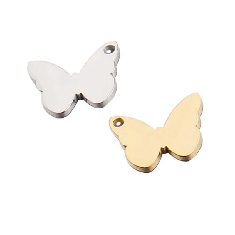 

Mirror Polished Stainless Steel Blank Stamping DIY Jewelry Making Small Butterfly Charms For Women 11*14mm