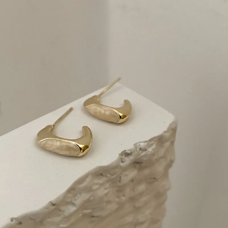 

Shangjie OEM aretes Wholesale Fashion Square Earrings 925 Sterling Silver Needle Gold Plated Stud Earrings Glazed Enamel Earring