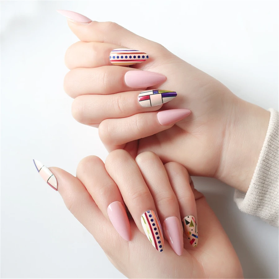 

press on nails with design Long stiletto press on nails with false nails packing