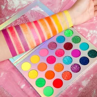 

Private Label Make Up Cosmetics 24 Color Pressed Glitter Matte Shimmer Eyeshadow Palette with Cardboard Box UV reaction