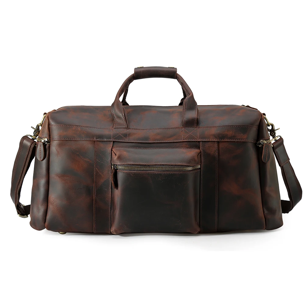 

TIDING Large Capacity Luxury Vintage Brown Weekend Duffel Bags Genuine Leather Travel Carry on Bag For men, Customized color