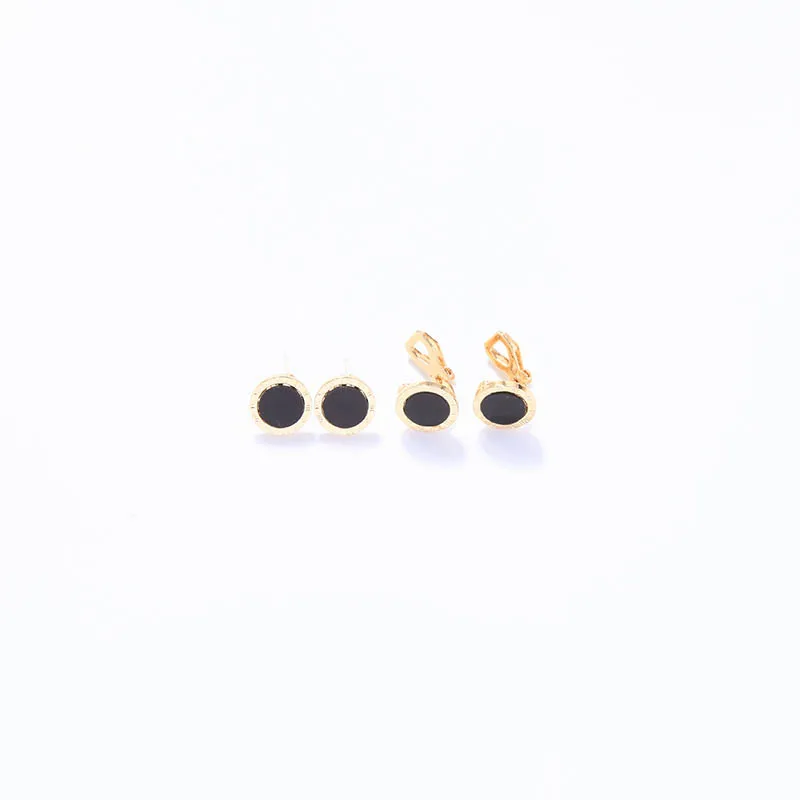 

e021574 Noble Dinner Fashion Jewelry For Women Simple Black Stud Earring, Gold
