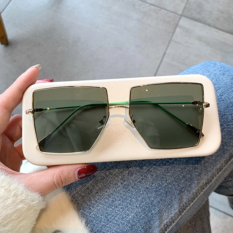 

Sunglasses women 2021 new trendy sun glasses big frame square metal thin colorful frame fashion sun glasses, As the pictures show