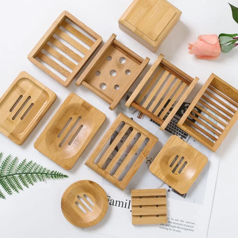 

Natural Wooden Soap Dish Holder Biodegradable Sustainable Custom Portable Travel Bamboo Soap Dish