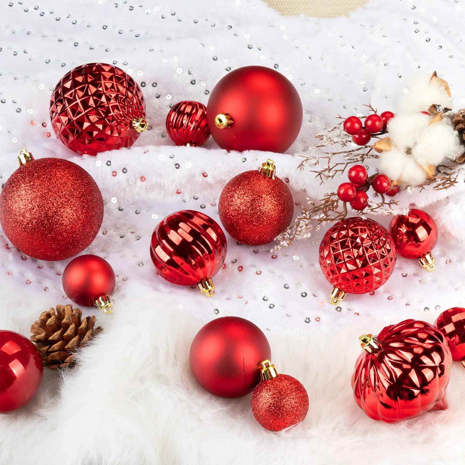 Cheap In Stock Hot Sell Christmas Tree Hanging Balls Set Plastic Ball