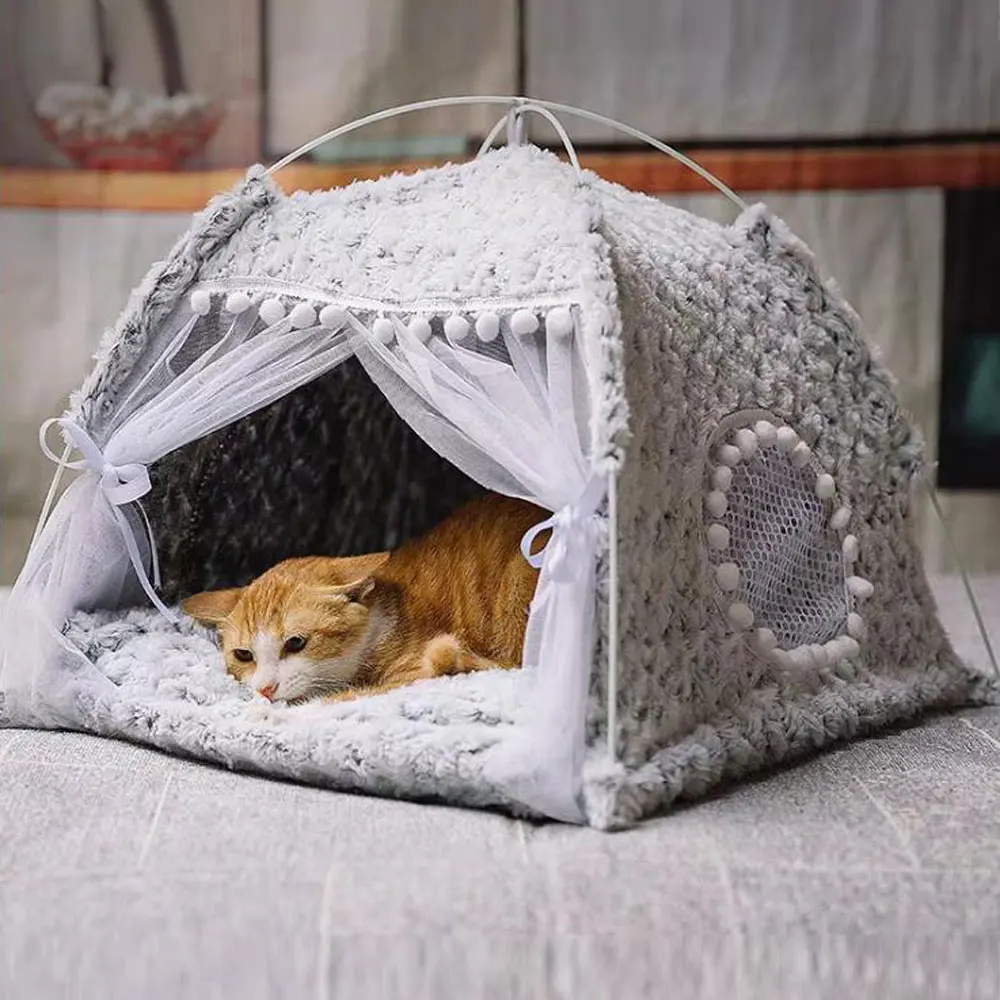 

Pet Tent House Cat Bed Portable Comfortable Removable Small Pet Bed For Dog, 3 colors