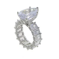 

big pear diamond wedding engagement ring for women iced out bling jewelry in stock