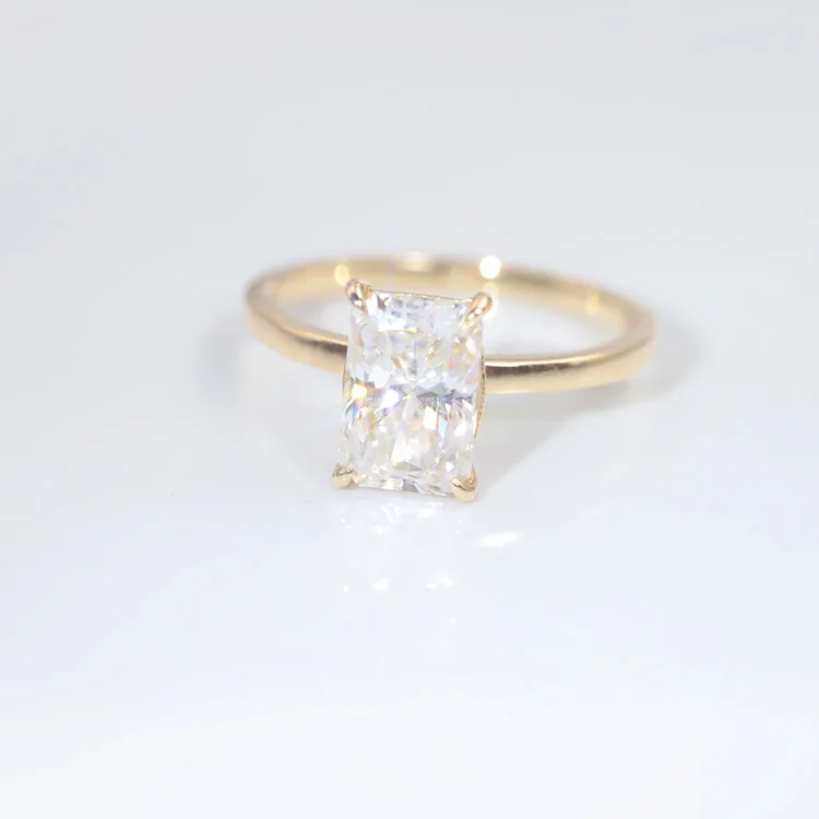 

Custom Handmade 14K Solid Gold 3CT Radiant Ice Crushed Cut D Moissanite Engagement Ring Jewelry Findings