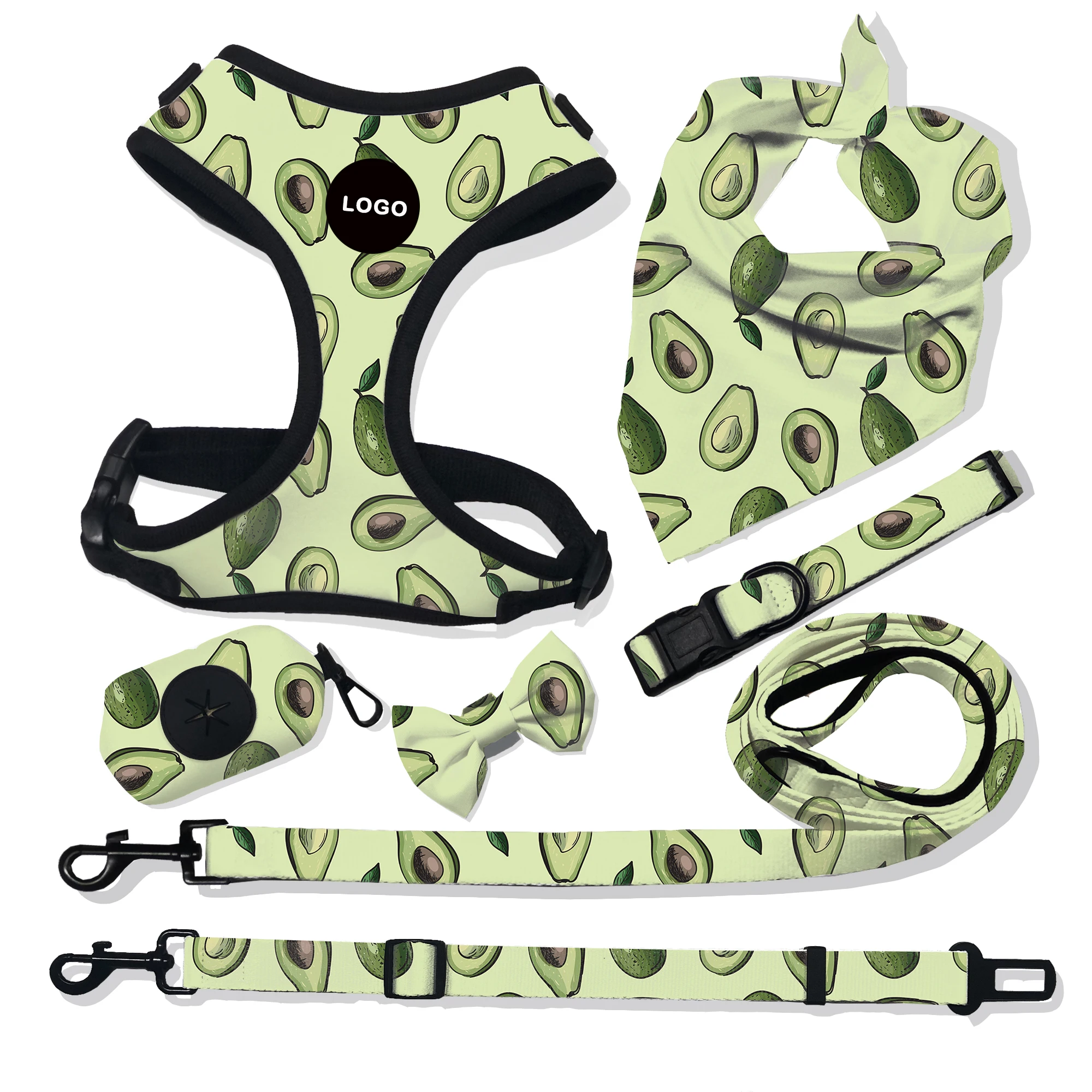 

Custom Dog Harnesses Pattern Adjustable Dog Belt Collar With Bowtie Pet Collars & Leashes, Customized color