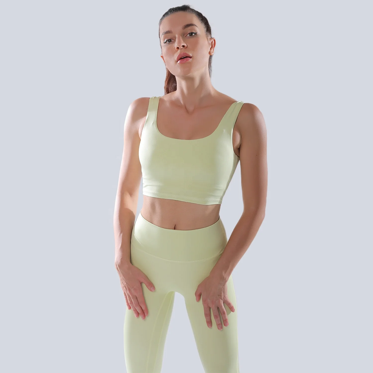 

2020 New style fitness women gym wear customize yoga suit sports set two pics with bra and leggings, As picture