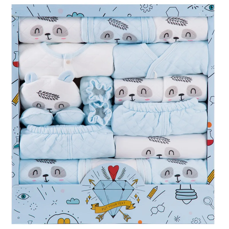 

Queena Newborn clothes kit for baby gift box 18pcs autumn winter underwear newborn warm clothes cotton suit baby supplies gift b, Picture