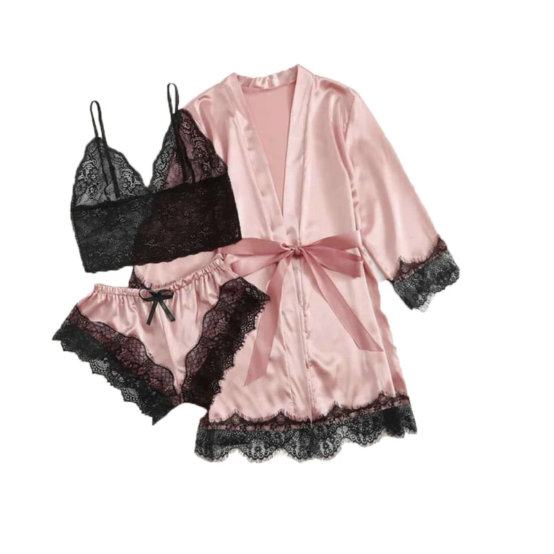 

2021 Wholesale Cheap Price Women lingerie silk lace robes Pink Lace Balconette Bralette Set Sexy Lingerie set, Purple pink red