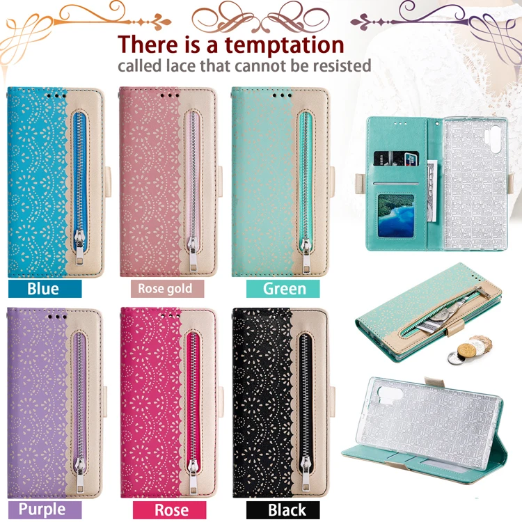 

Fashion luxury new bud silk design zipper wallet handbag style pu leather phone flip cover for huawei honor 10 lite case