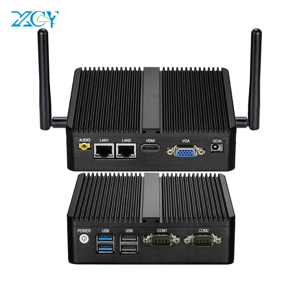 

Fanless Industrial Dual LAN DUAL COM Mini PC Core i3 5005U 4010U i5 4200U Computer Desktop w/ 2 RS232 2 RJ45 Gigabit Ethernet