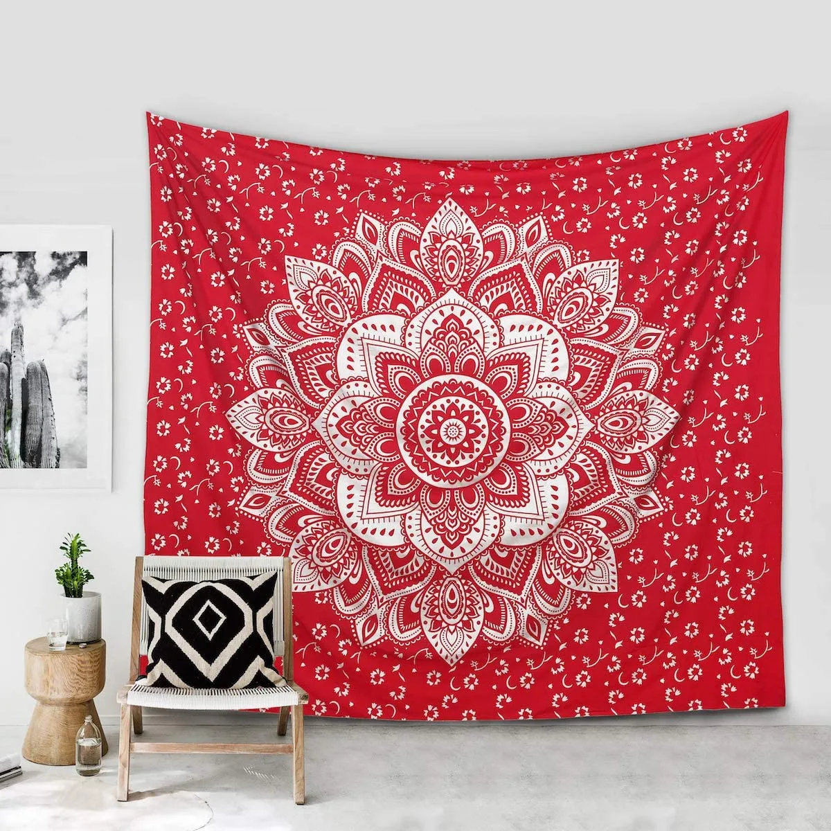 

Wall hanging hippie bohemian indian gradient wall tapestry white silver psychedelic dormitory room decoration tapestry