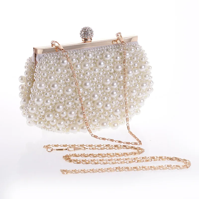 

Women Wedding Party Crossbody Clutches Vintage Beaded Pearl Evening Bags/