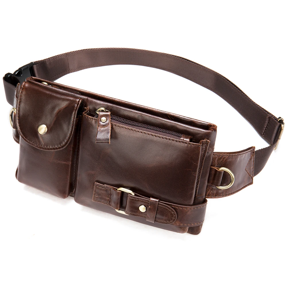 

High quality wholesale business vintage genuine leather belt bag waist bag for men