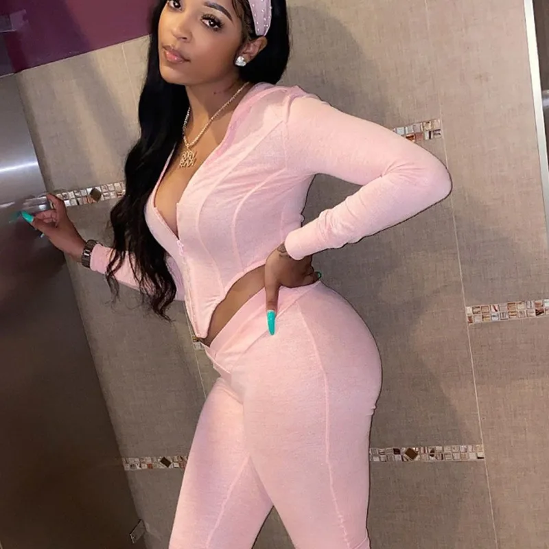 

Nibber Sport Corset Outfits Women Two Pieces Women'S Hoodies Sportswear Sets Fall Pink Corset 2 Piece Set Woman, Customized color