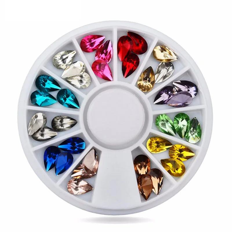 

Clear AB Colorful Flat Back Crystal Nail Art Rhinestones Wheel 3d Designs Fancy Diamond Stones