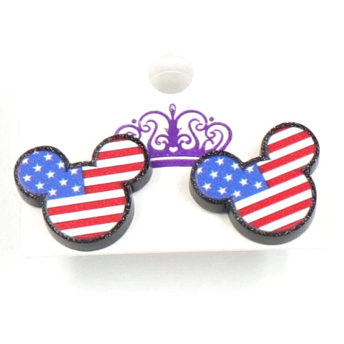 

ERS585ER1137- 925 Silver Earrings 4th of July Independence Day Mouse Stud Earrings Acrylic Earrings For Girl