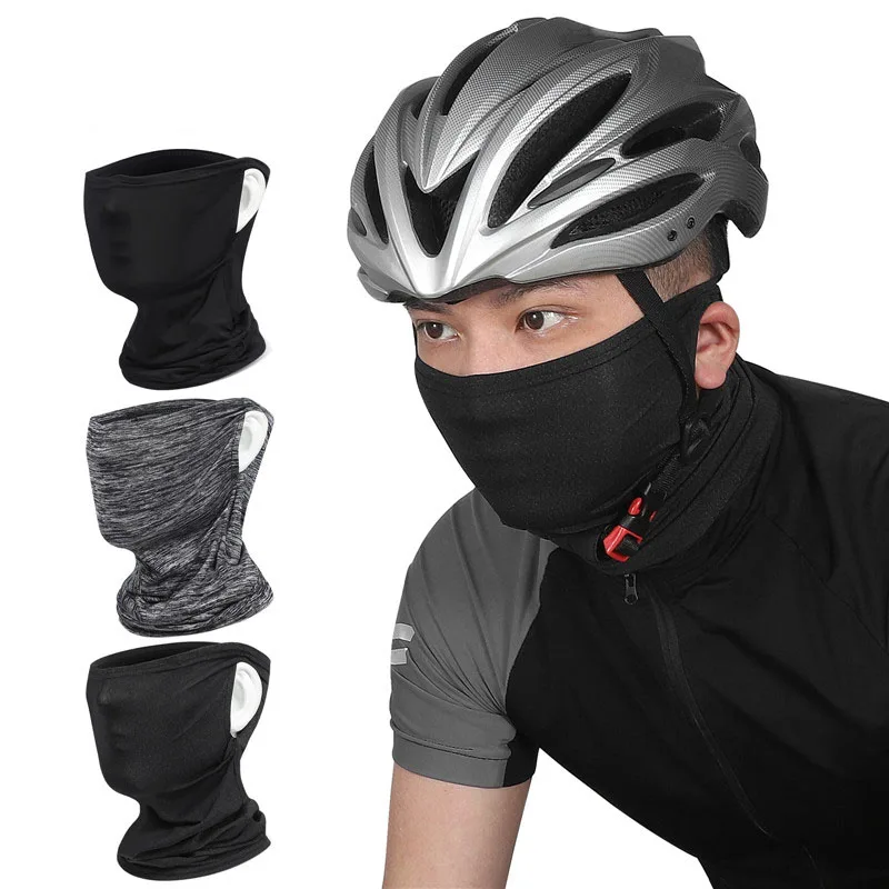 

Bicycle New Hanging Ear Design Sun Protection Sport Mask Comfort Ice Silk Fabric Triangle Veil Quick Dry Masks, Dark gray/black/grey