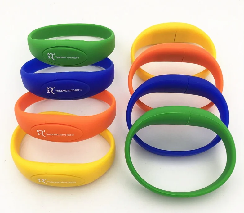 %100 real capacity Custom logo Silicon Bracelet Wrist Band USB Flash Drive USB 2.0 Flash Stick Pen Drive - ANKUX.COM