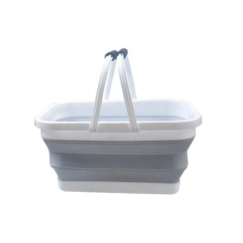 

3L 5L 10L 12L Outdoor Durable Flexible Foldable Car Washing Fishing Collapsible Water Bucket, Blue/grey