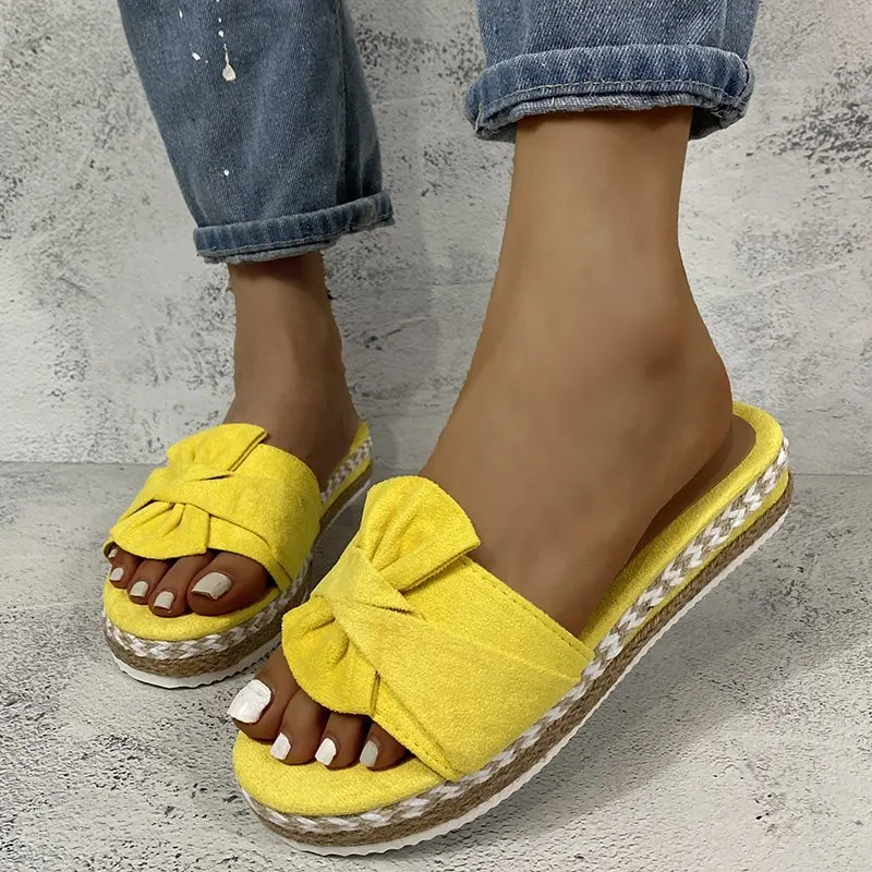 

Popular new style summer bow outdoors sandals women platform slides, Red,yellow,black,khaki,blue