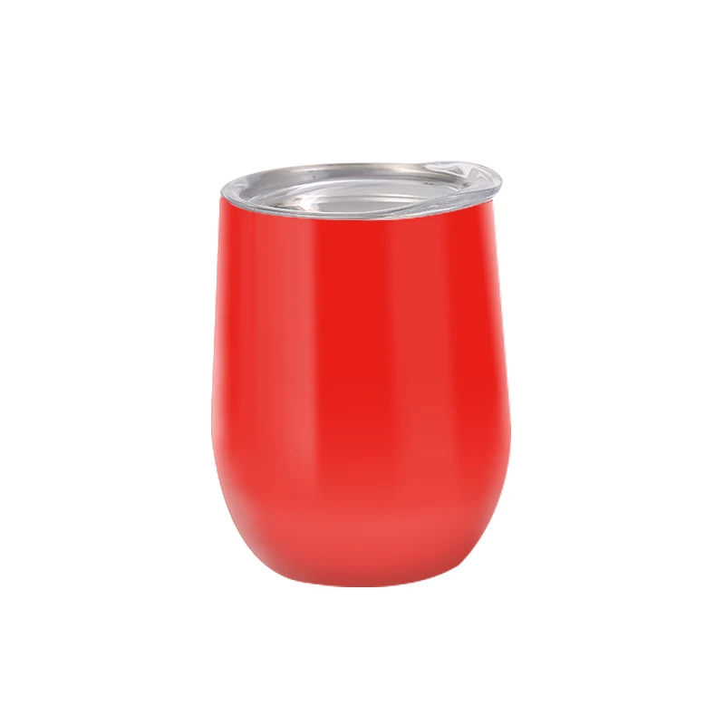 

Double Wall 12oz Beer Mugs Wine Tumbler Egg Shaped Stainless Steel Water Bottle With Cover, As picture