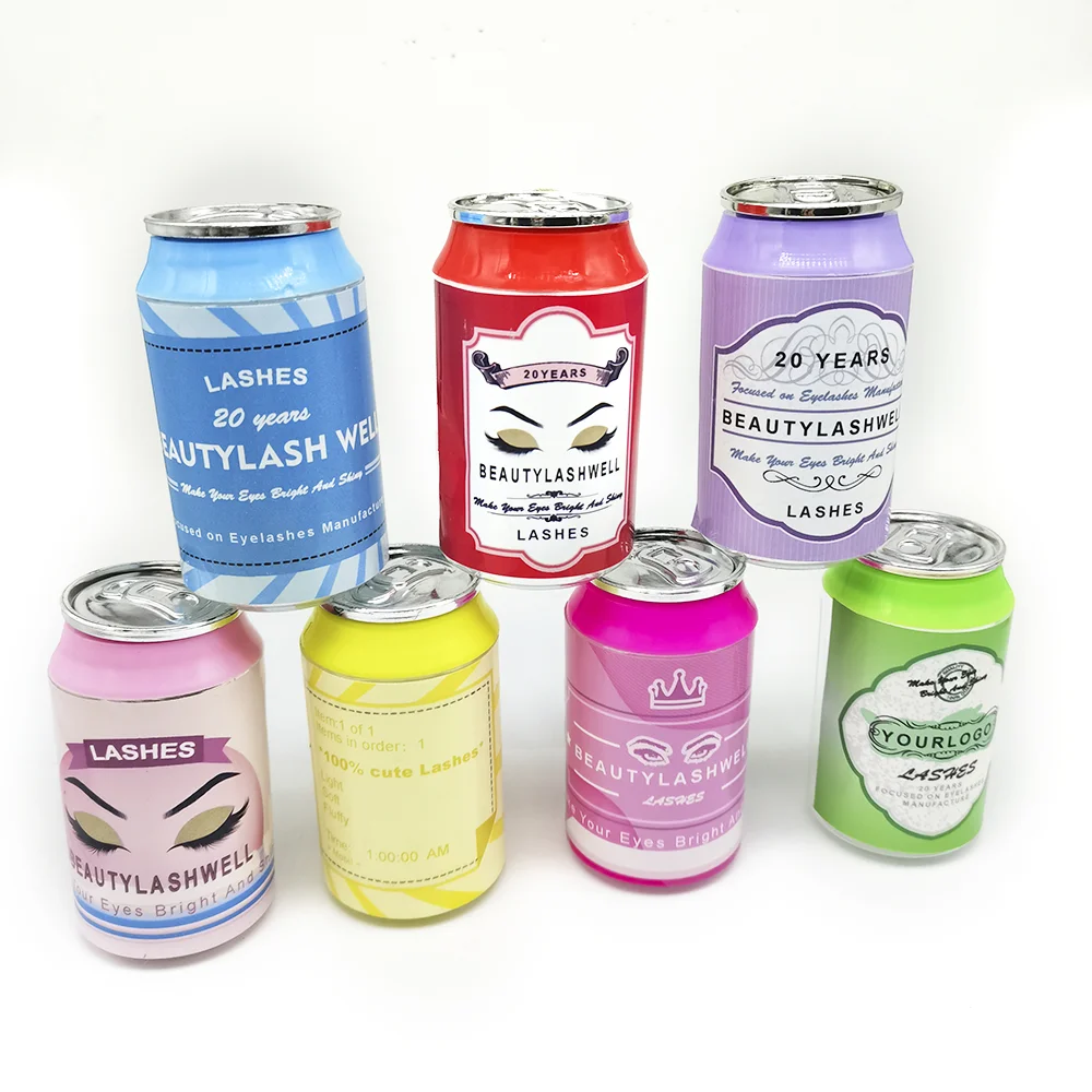

2021 new design eyelash packaging lash cases wholesale soda can lashes boxes