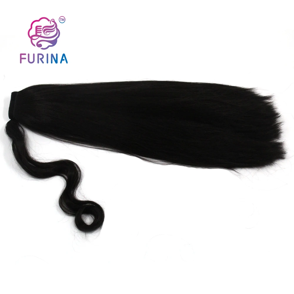 

18" -26" Long Kinky Straight Synthetic Ponytail Hair Extensions Clip in Ponytail Hair Pieces Yaki Wrap Around Ponytails, Pure colors are available