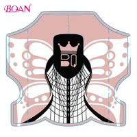 

2020 BQAN Factory Oem 300Pcs Custom Long Paper Aluminum Extension Nail Acrylic Form Beautiful Butterfly Shaped UV Nail Art Form