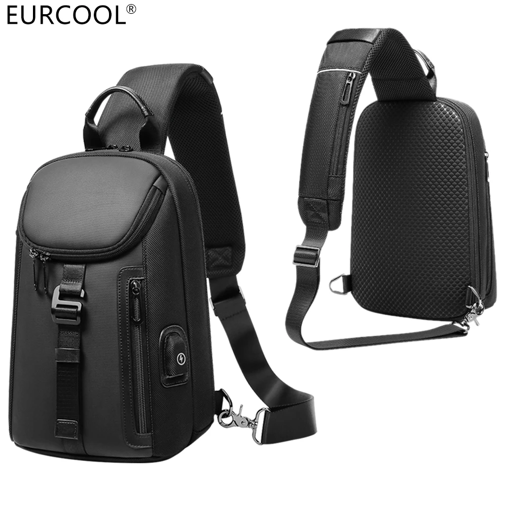 

Eurcool Wholesale Custom Logo Leather Casual Camping Sport Shoulder Sling Crossbody Men Chest Pack Bag