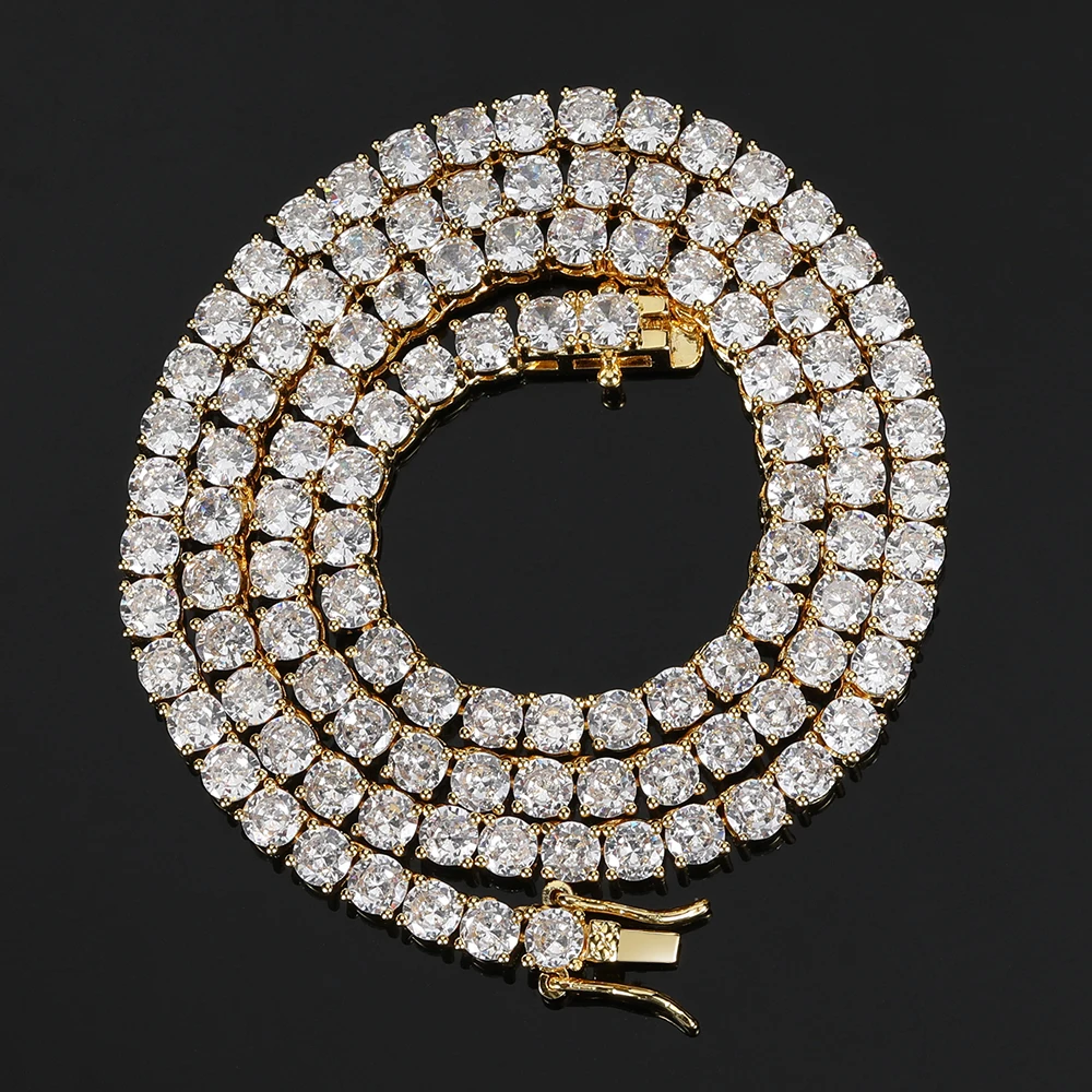 

Hot-sale Cuban YCD 18K Gold Plated Cuban Chain W 3-6 mm L 16-24In Zircon Diamonds Women Men's HipHop Tennis Necklace