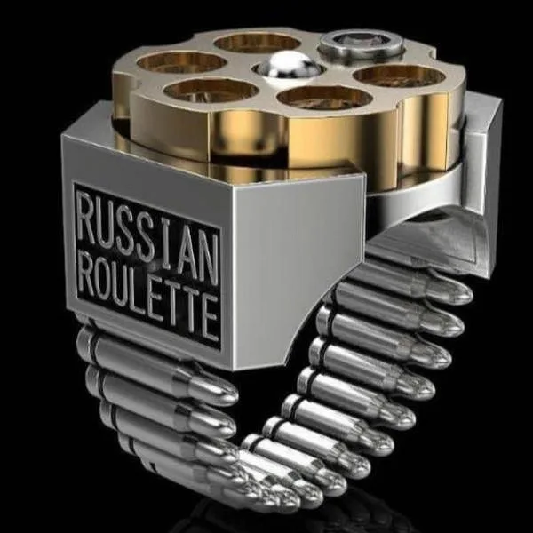 

R1454 creative Russian roulette bullet shape European and American punk style two-color electroplating ring