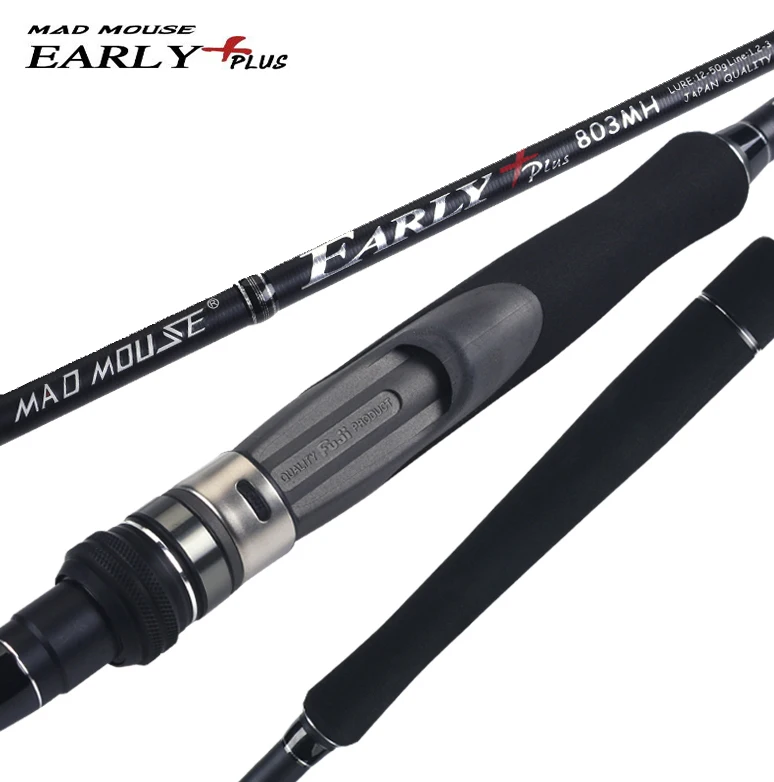

MADMOUSE Early Plus MH Japan Quality Spinning Fishing Rod Fuji Parts Lure 12-50g PE 1.2-3 Shore Jigging Rod for Seabass Fishing, Black