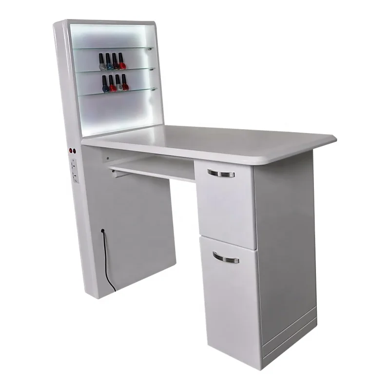 
Fashion styling nail salon supplies and equipment bar vintage double manicure table with optional glass top fan UV light 