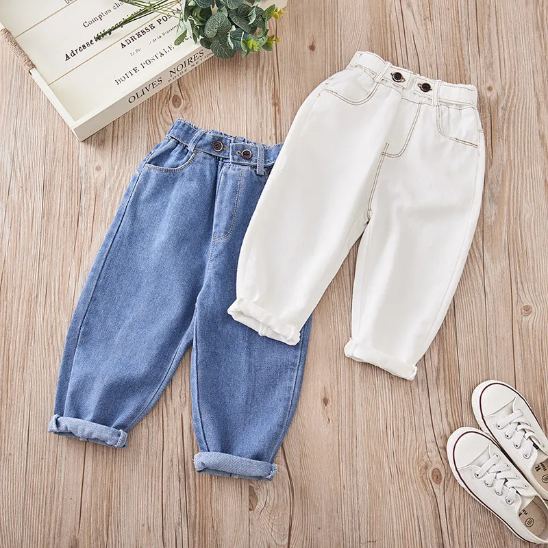 
Girls Jeans for Kids spring autumn Trousers Children Jeans Kids Fashion Denim Pants Baby Boys Jean Infant Clothing toddler white 
