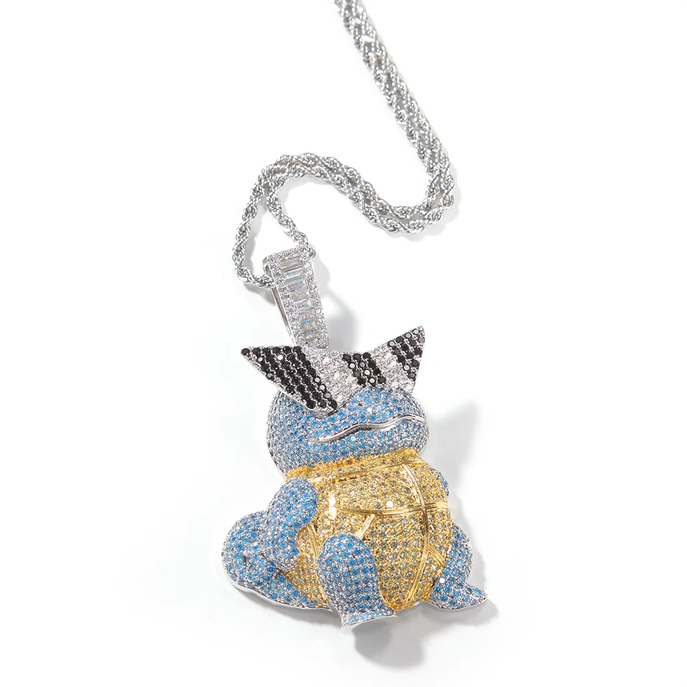 

hip hop brass inlaid zircon cool fashion cartoon animal full diamond initial custom crystal necklace